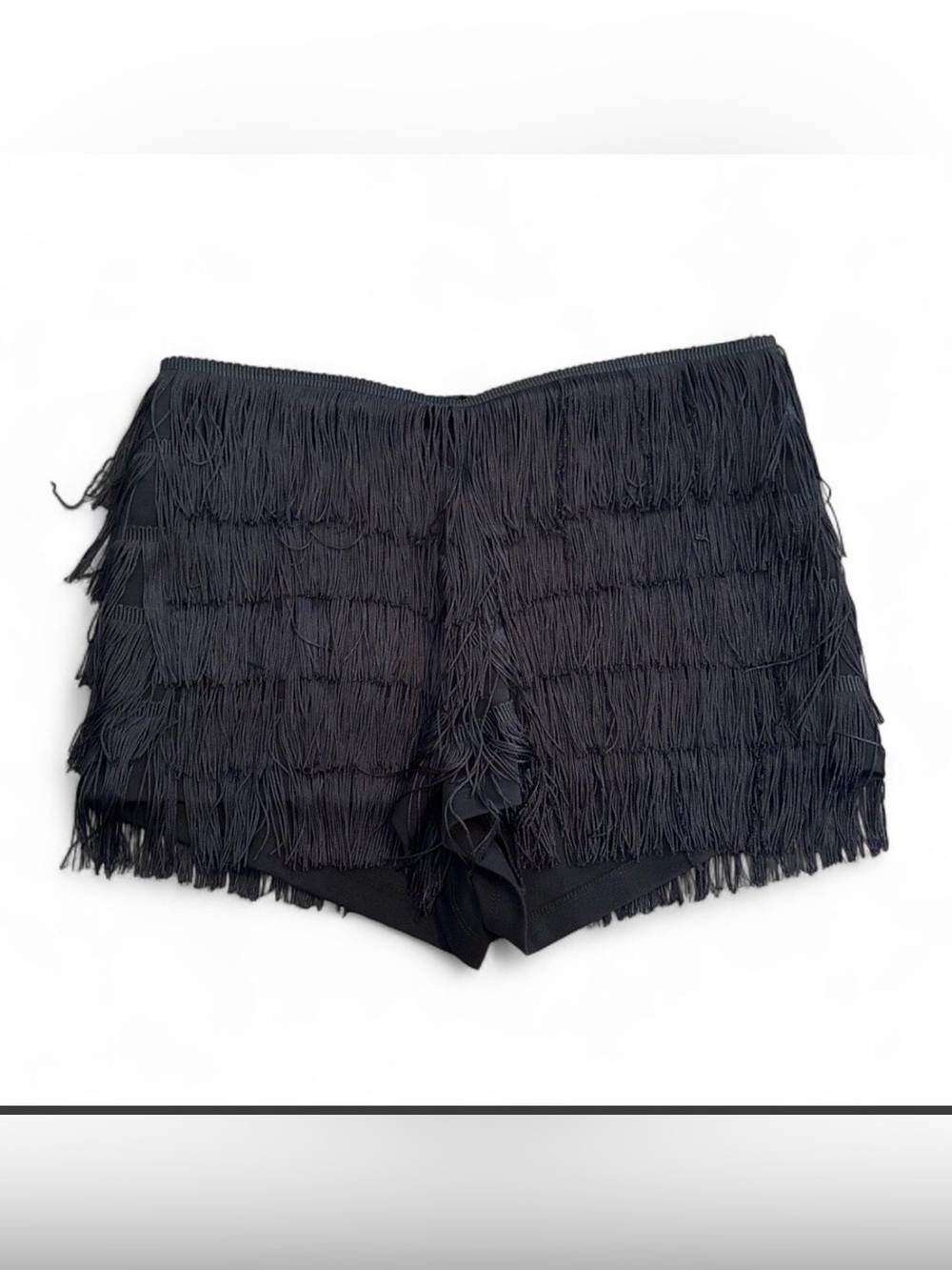 Black Fringe Party Shorts - Women's Fringe Layered Hotshorts
